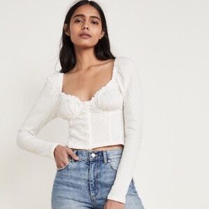 NWOT Free People White Long Sleeve Button Up Top